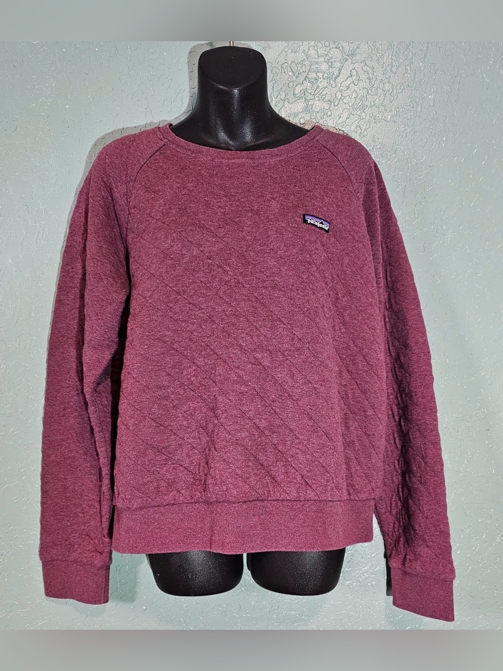 🏔️ Patagonia Organic Cotton Quilt Crew Sweatshirt Burgundy Women’s L